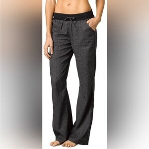 Prana Womens Mantra Hemp Polyester Wide Leg Pants Grey Size Large
